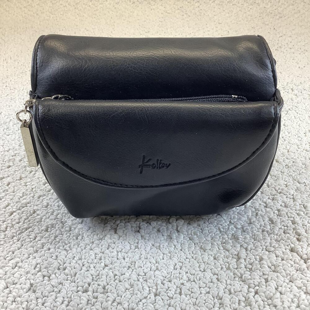 Koltov Belt Bag Fanny Pack Womens Small Black Faux Leather Waist Pouch